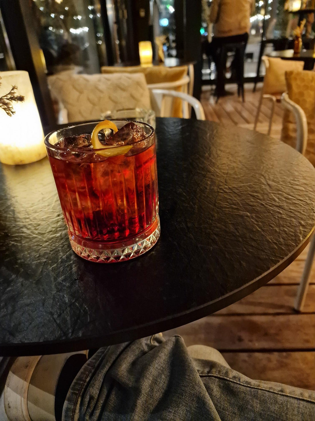 Negroni cocktail on a terrace during aperitivo hour